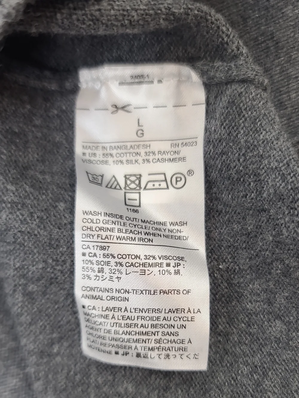 Banana Republic Premium Luxe Knit Men's V-Neck Long Sleeve Relaxed Sweater Gray